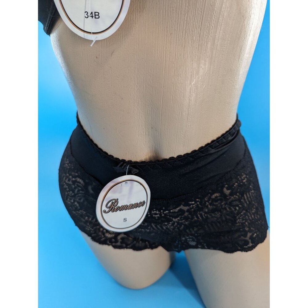 ROMANCE Black Bra & Boyshort set lots of sizes NEW - Picture 4 of 6